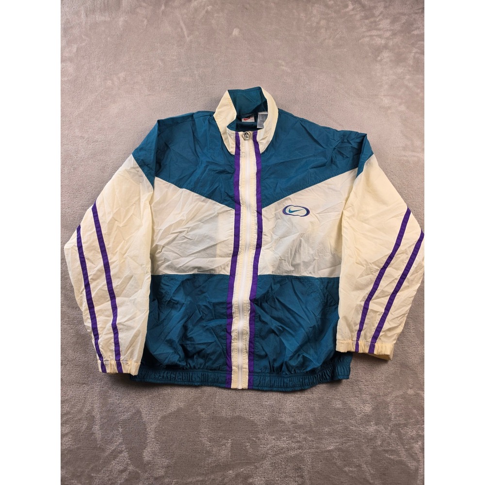 Vintage Nike Windbreaker Jacket Womens L 12/14 Full Zip Lightweight 90s *Read